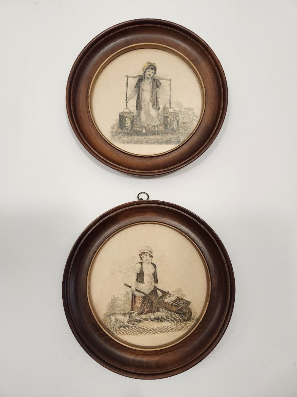 Vintage pair of Regency "Cries of London" Sepia Framed Prints of Street Vendors